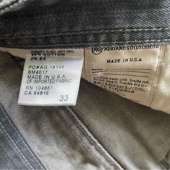 AG Adriano Goldschmied The Protege Denim Jeans Stretch Fabric Grey Straight Leg - Picture 12 of 12